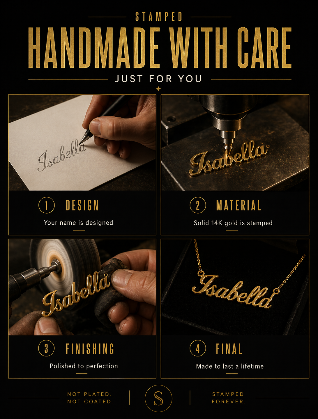 Custom Gold Nameplate Gift Set · Two Name Necklaces · Personalized Matching Jewelry