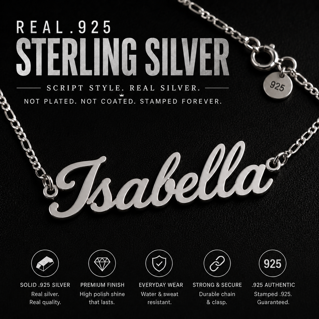 Custom Sterling Silver Script Nameplate Necklace · Dainty Name Necklace · Everyday Personalized Jewelry