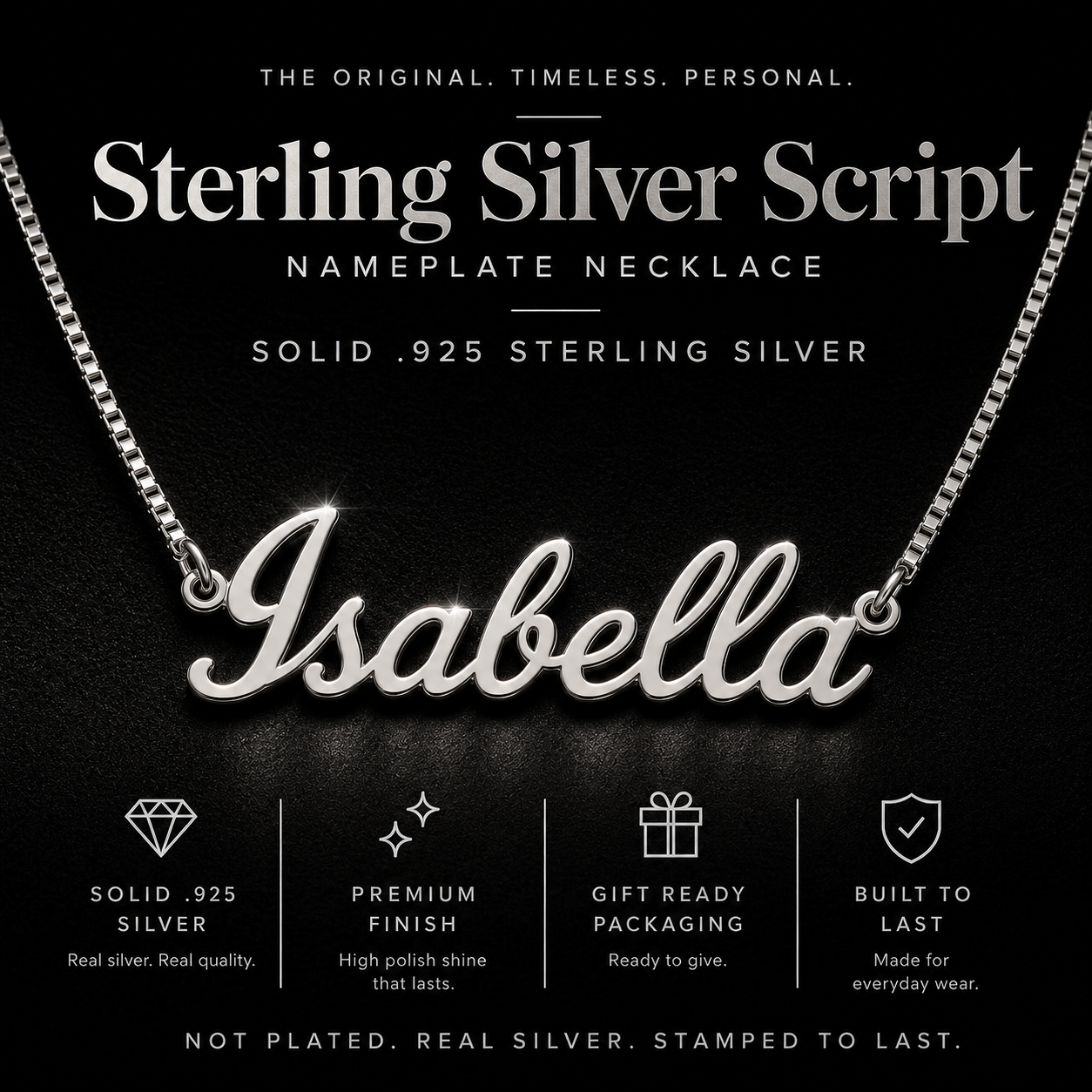 Custom Sterling Silver Script Nameplate Necklace · Dainty Name Necklace · Everyday Personalized Jewelry